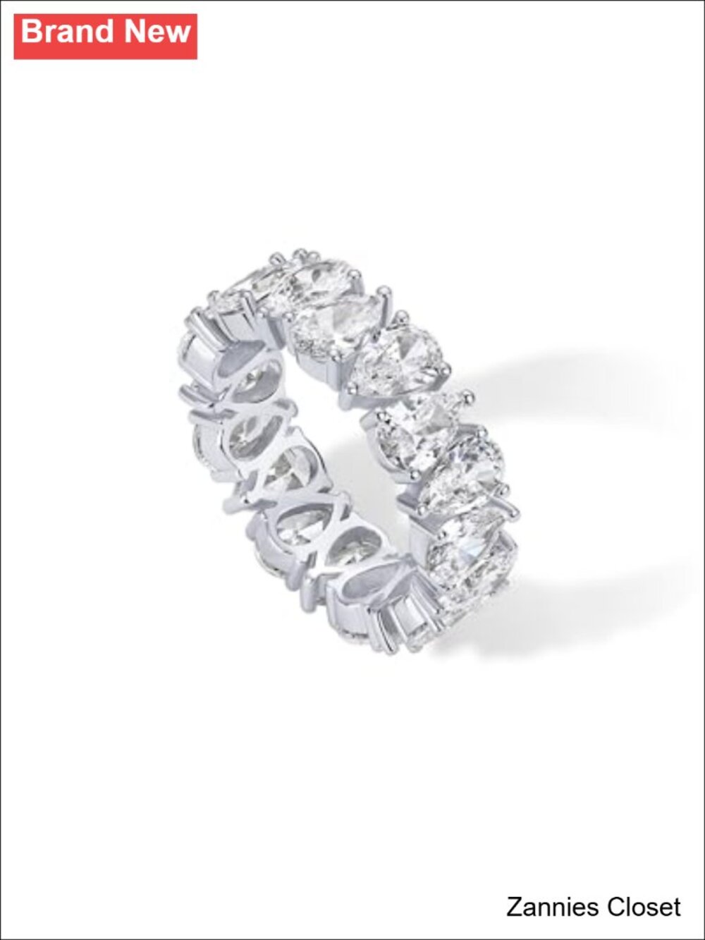💍 PAVOI 14K Gold Plated Pear Love Eternity Ring Cubic Zirconia Wedding Band